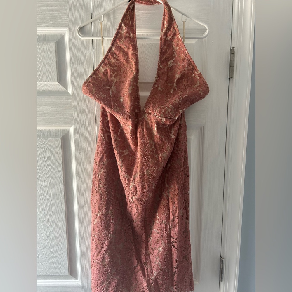 Missguided Front Cross Halter Backless Midi Dress